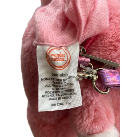Wonder Nation Plush Pink Animal Backpack Purse For Kids With Adjustable Shiny St - Picture 6 of 7